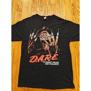 Freddy Kreuger DARE Horror Parody Graphic T Shirt Large Original Print